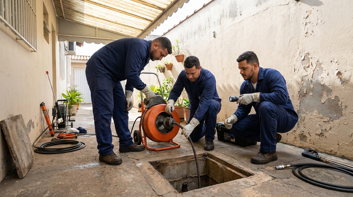 Limpeza de esgoto com equipamento em Ipatinga‑MG