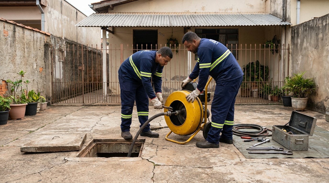 Limpeza de rede de esgoto em Ipatinga‑MG