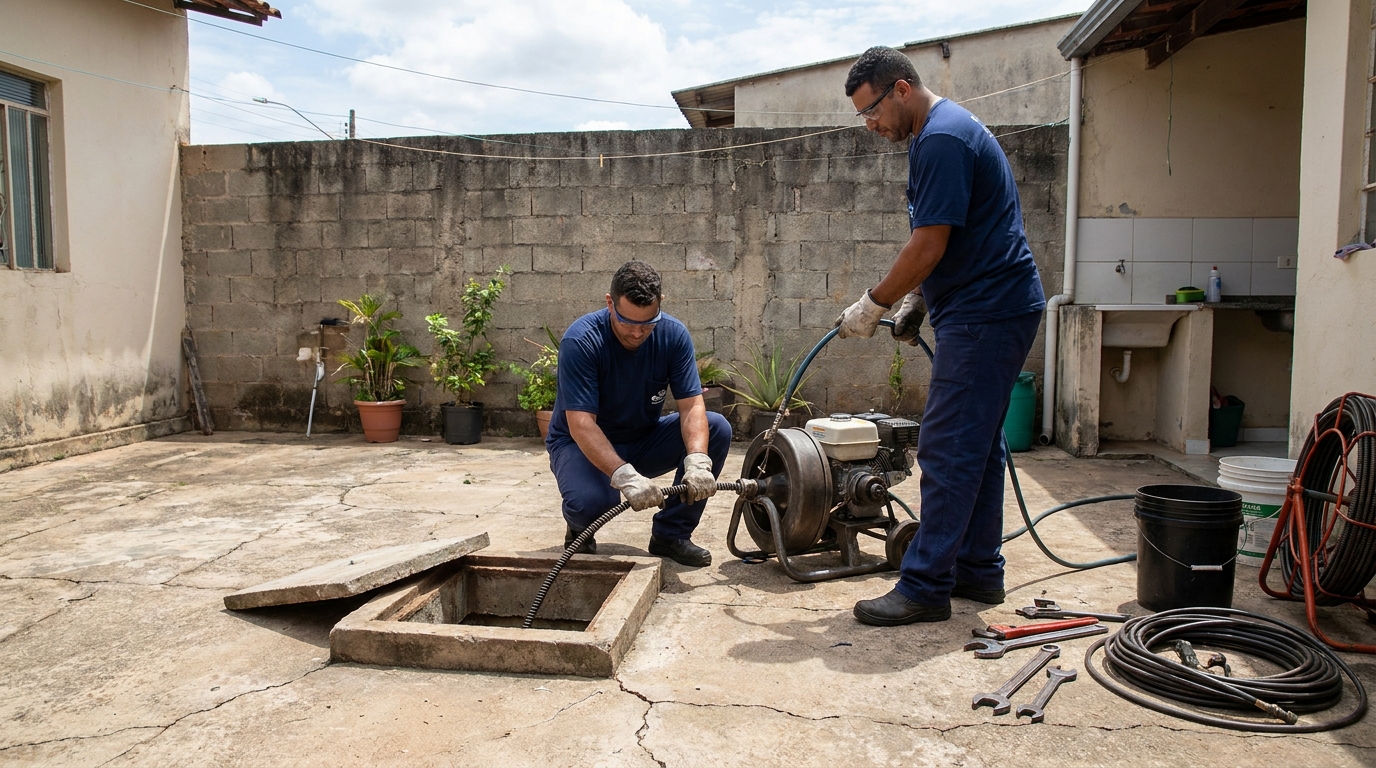Limpeza de esgoto residencial em Ipatinga‑MG