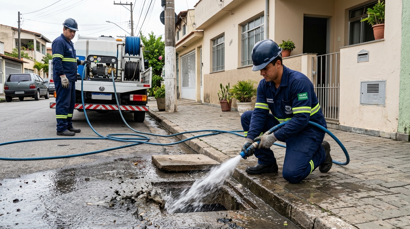 Hidrojateamento de redes hidráulicas em Ipatinga‑MG
