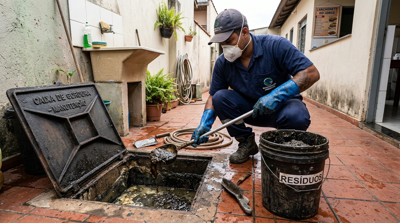 Remoção de lodo da caixa de gordura em Ipatinga‑MG