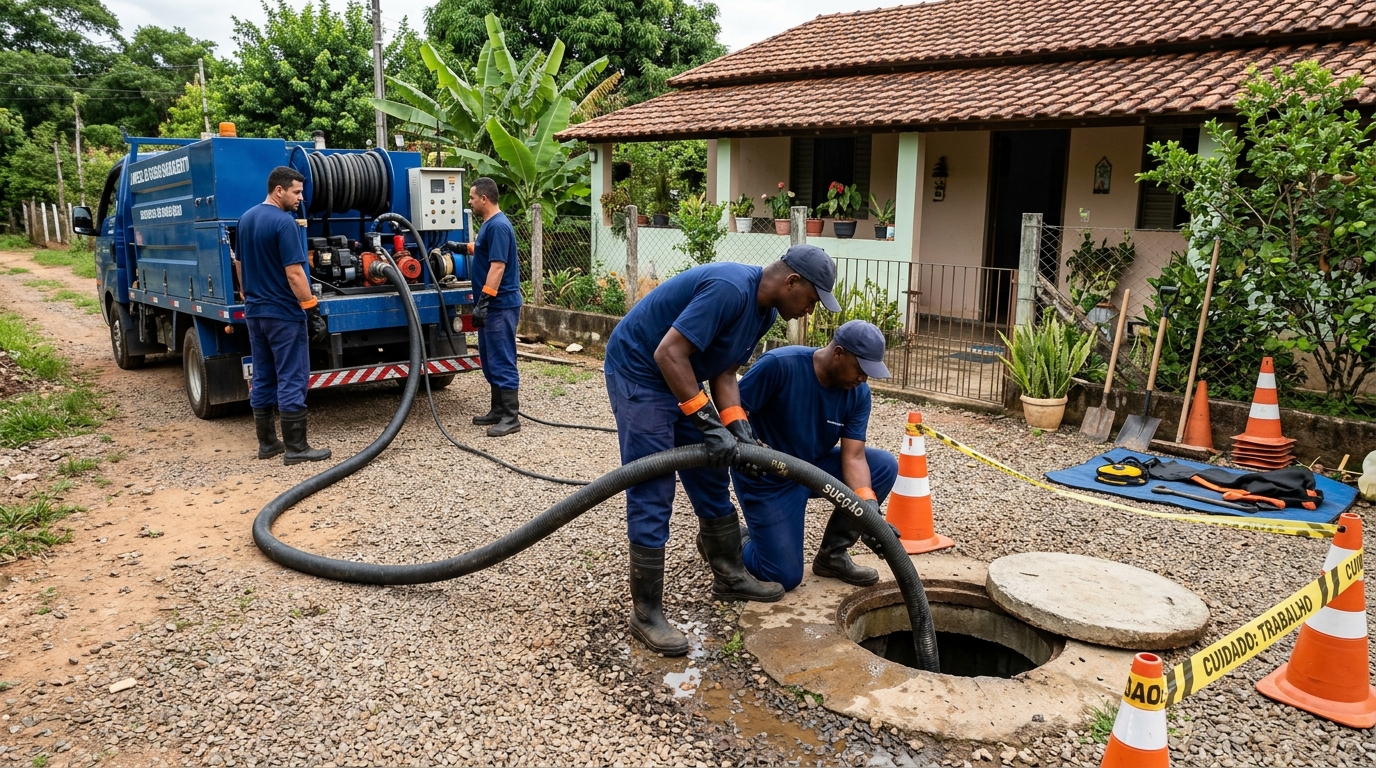 Equipe de limpeza de fossa séptica em Maceió‑AL